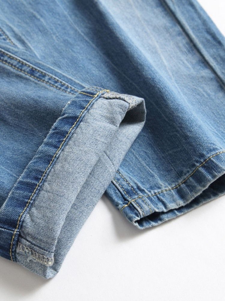 Straight Hole Hip Hop Button Herr Jeans