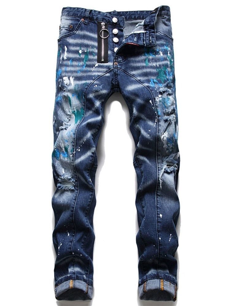 Straight Paint Splatters Men's European European Jeans