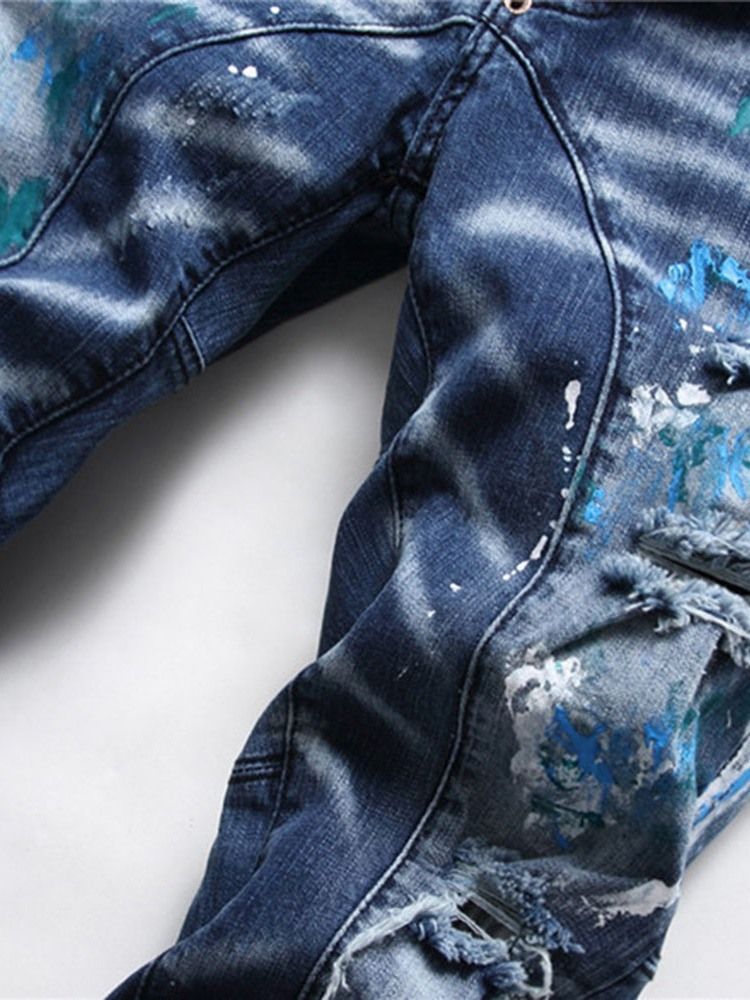 Straight Paint Splatters Men's European European Jeans