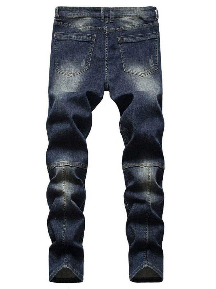 Straight Patchwork Zipper European Men's Jeans