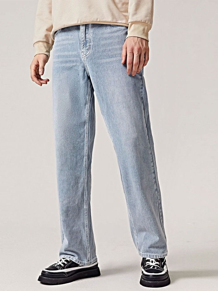 Straight Plain Casual Mid Midja Jeans