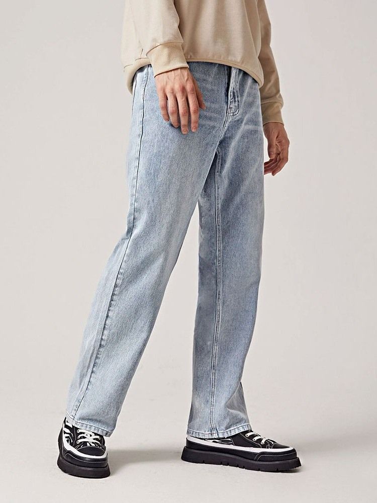 Straight Plain Casual Mid Midja Jeans