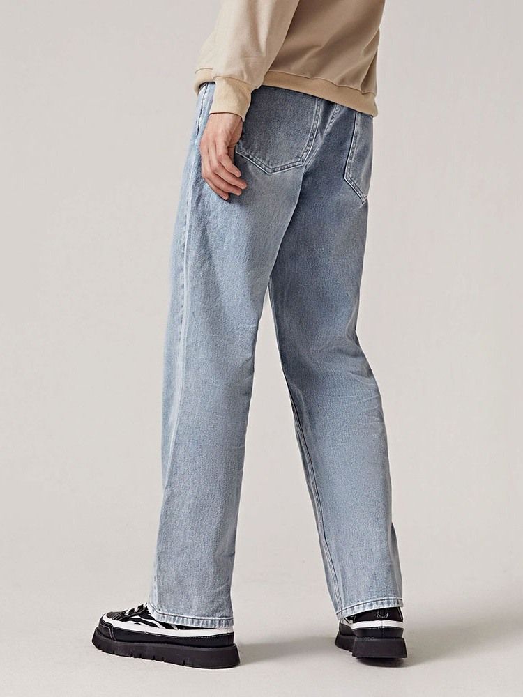 Straight Plain Casual Mid Midja Jeans