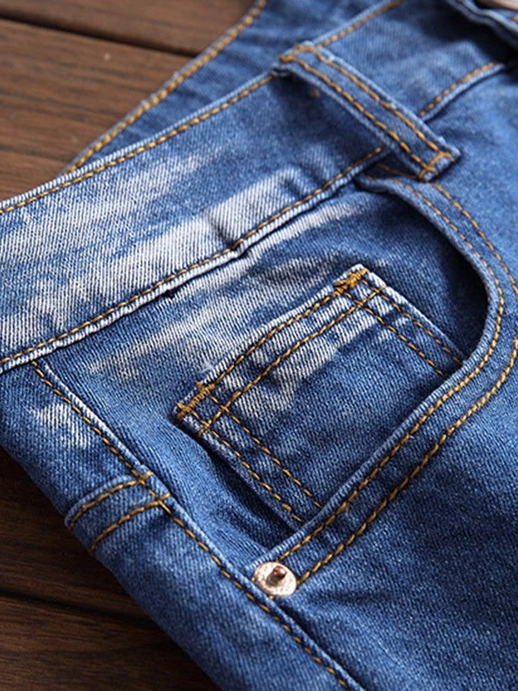 Straight Pocket Casual Zipper Men's Slim Jeans