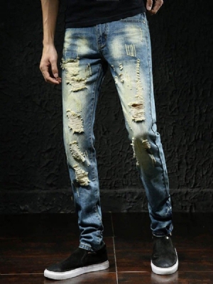 Straight Pocket Zipper Men's Jeans