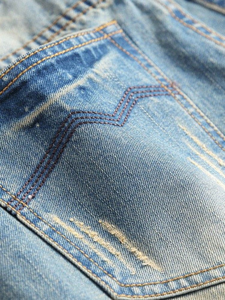 Straight Pocket Zipper Men's Jeans