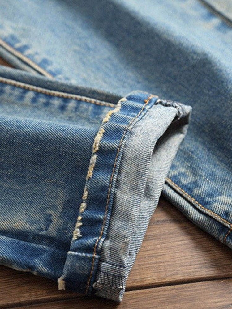 Straight Pocket Zipper Men's Jeans