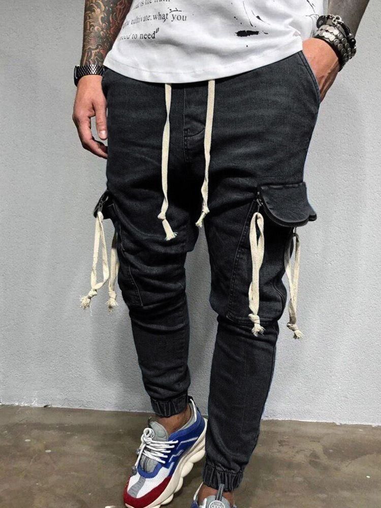 Thin Pencil Pants Pocket Zipper Korean Men's Jeans