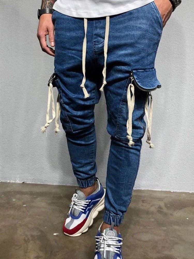 Thin Pencil Pants Pocket Zipper Korean Men's Jeans