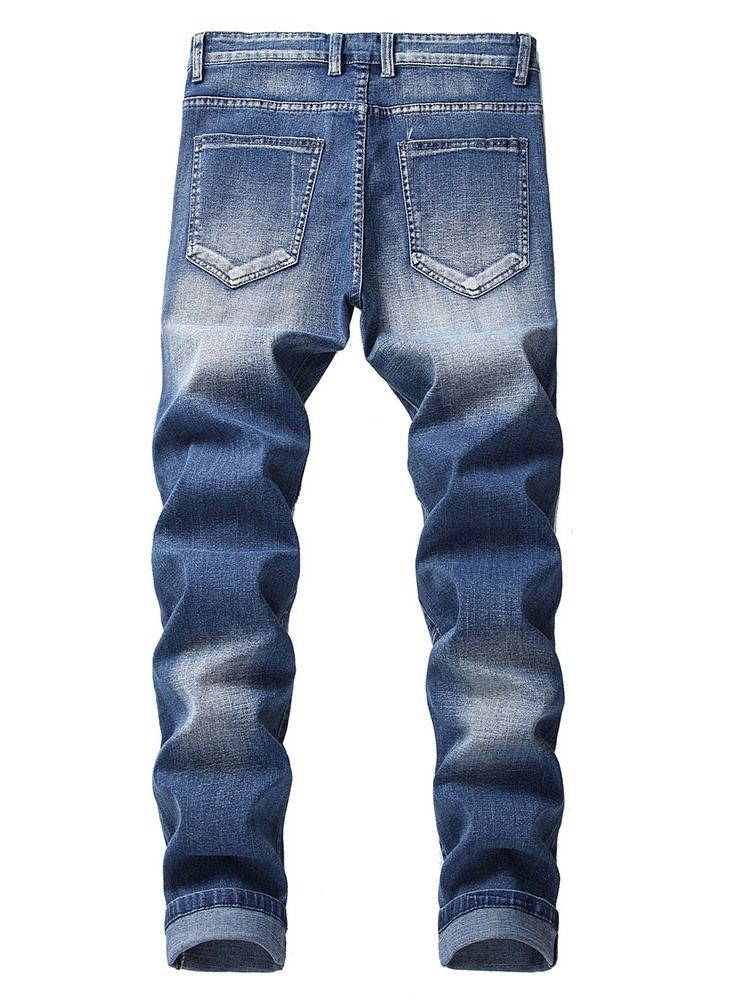 Tunn Knapp Casual Mens Blixtlås Jeans