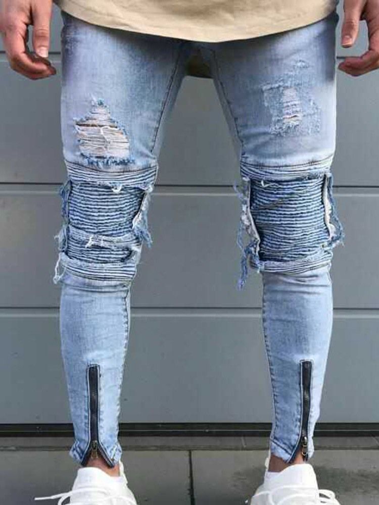 Vanliga Pennbyxor För Män European Zipper Jeans