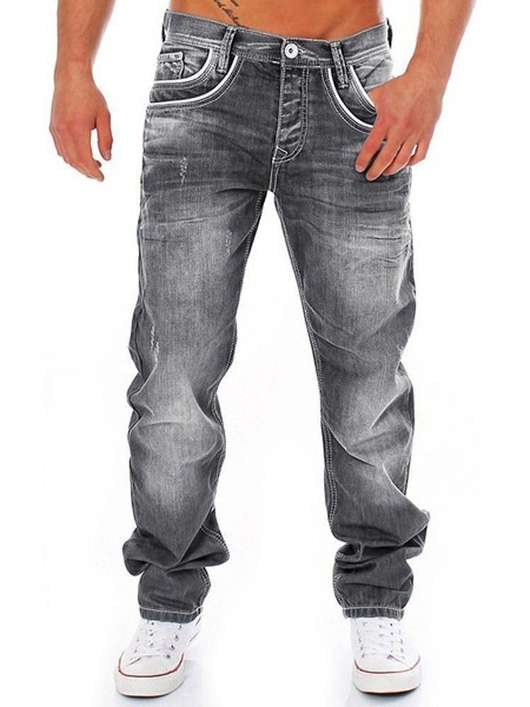 Zip Straight Men's Casual Denim Pants