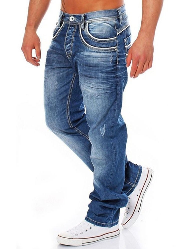 Zip Straight Men's Casual Denim Pants