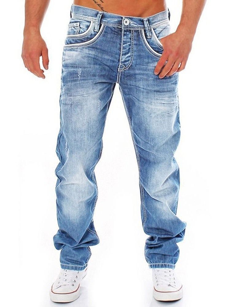 Zip Straight Men's Casual Denim Pants