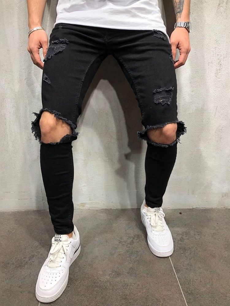 Zipper Plain Mens Jeans