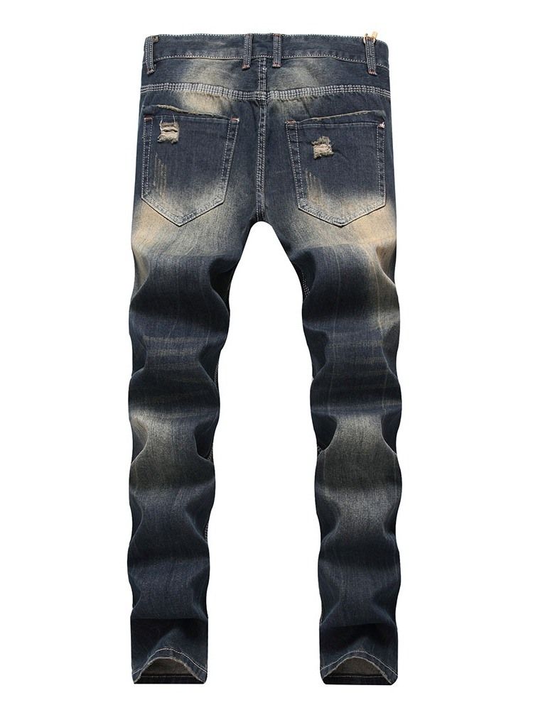 Zipper Straight Men's Casual Jeans