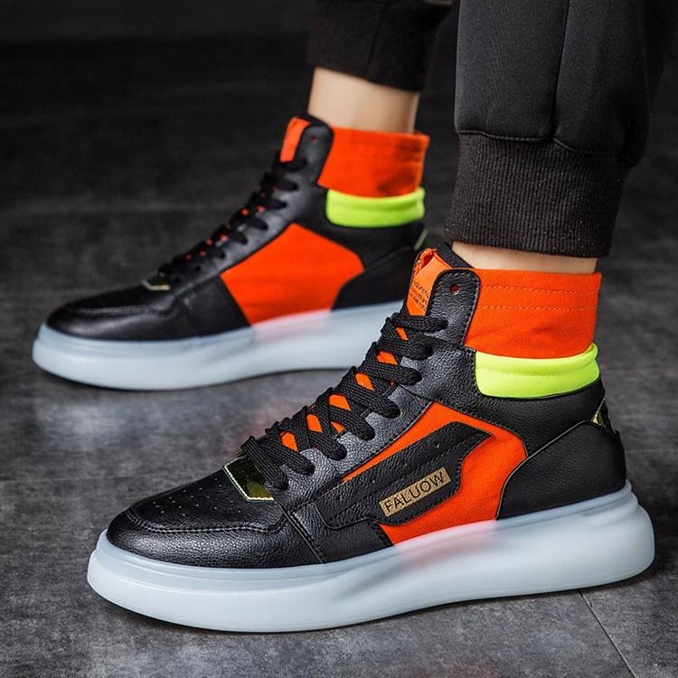 Color Block High-cut Upper Round Toe Herr Skate Skor