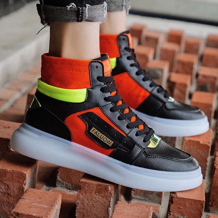 Color Block High-cut Upper Round Toe Herr Skate Skor