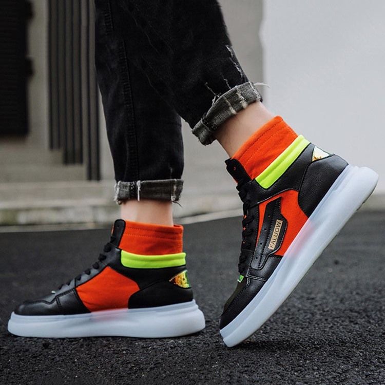 Color Block High-cut Upper Round Toe Herr Skate Skor