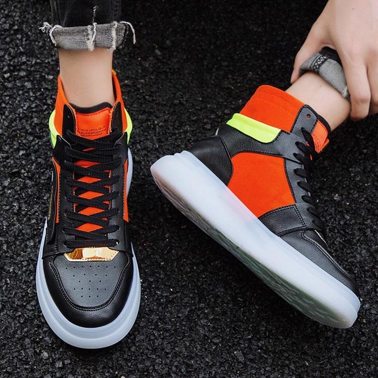 Color Block High-cut Upper Round Toe Herr Skate Skor