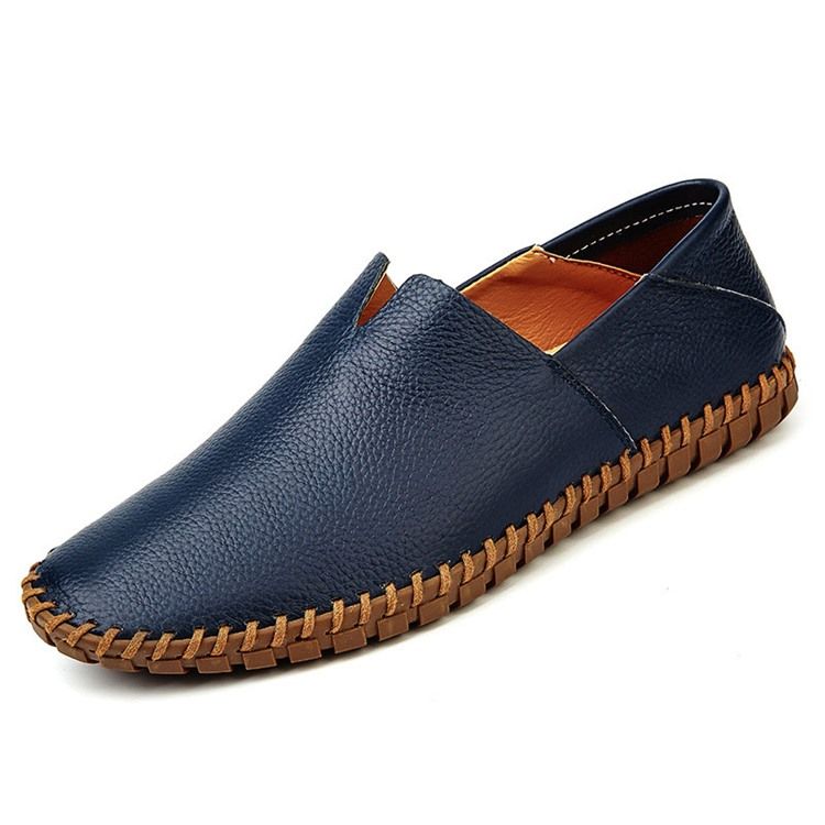 Herr Slip-on Plain Low-cut Upper Round Toe Casual Skor