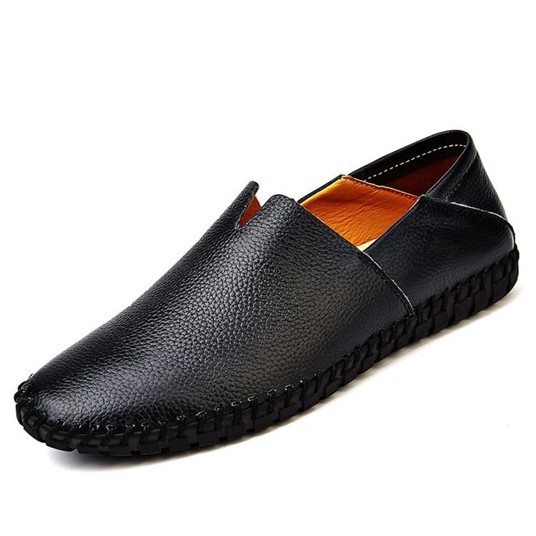 Herr Slip-on Plain Low-cut Upper Round Toe Casual Skor