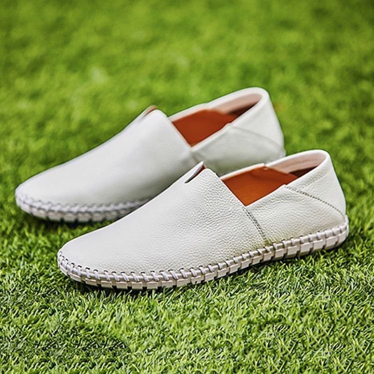 Herr Slip-on Plain Low-cut Upper Round Toe Casual Skor