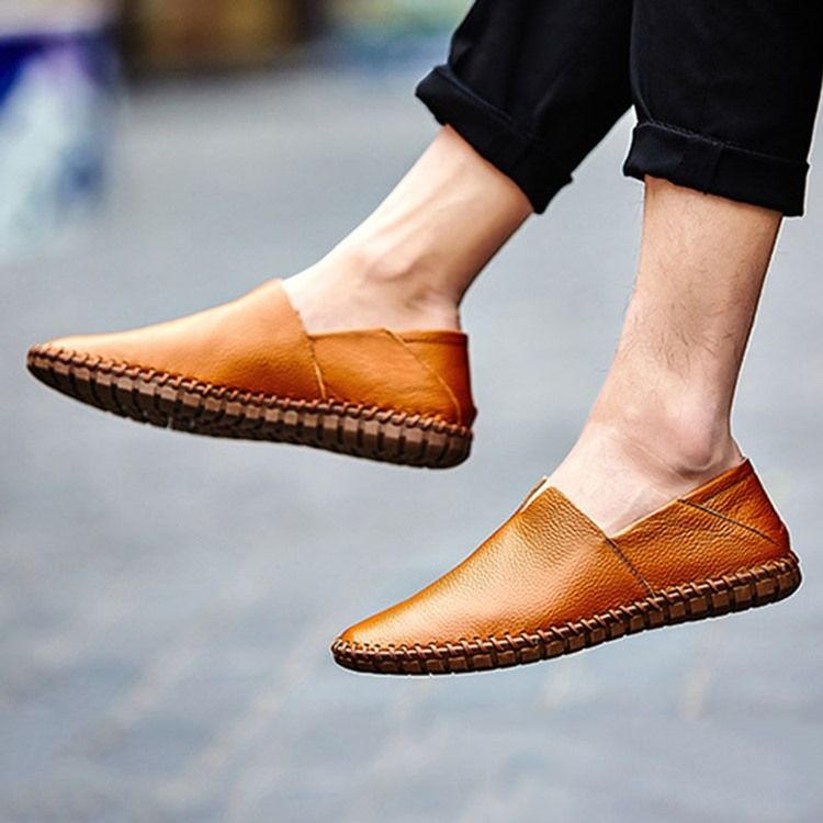 Herr Slip-on Plain Low-cut Upper Round Toe Casual Skor