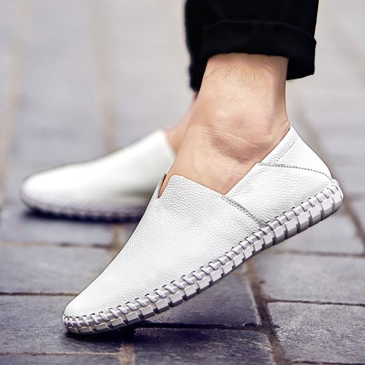 Herr Slip-on Plain Low-cut Upper Round Toe Casual Skor