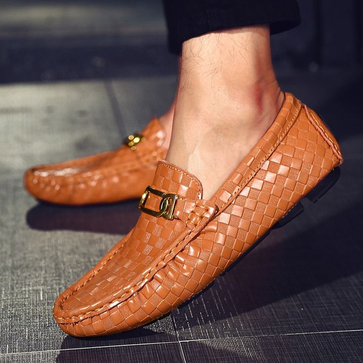 Pläd Slip-on Loafers För Män