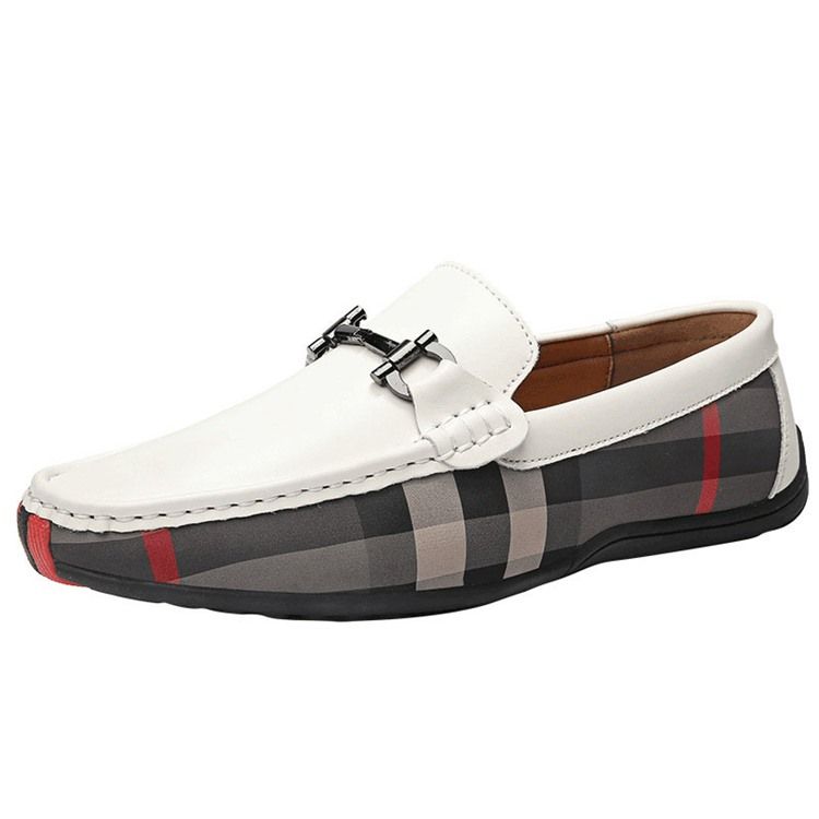 Plaid Slip-on Round Toe Herrskor