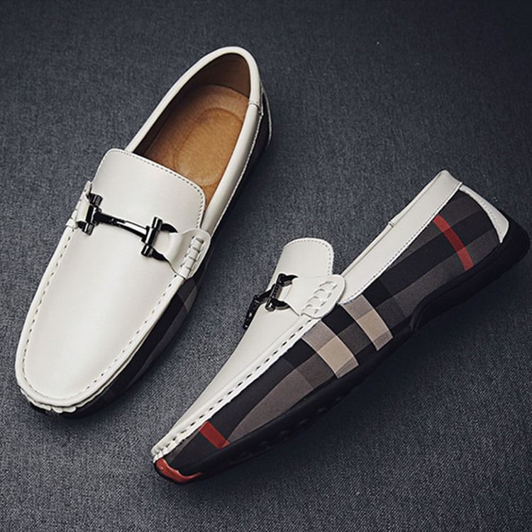 Plaid Slip-on Round Toe Herrskor