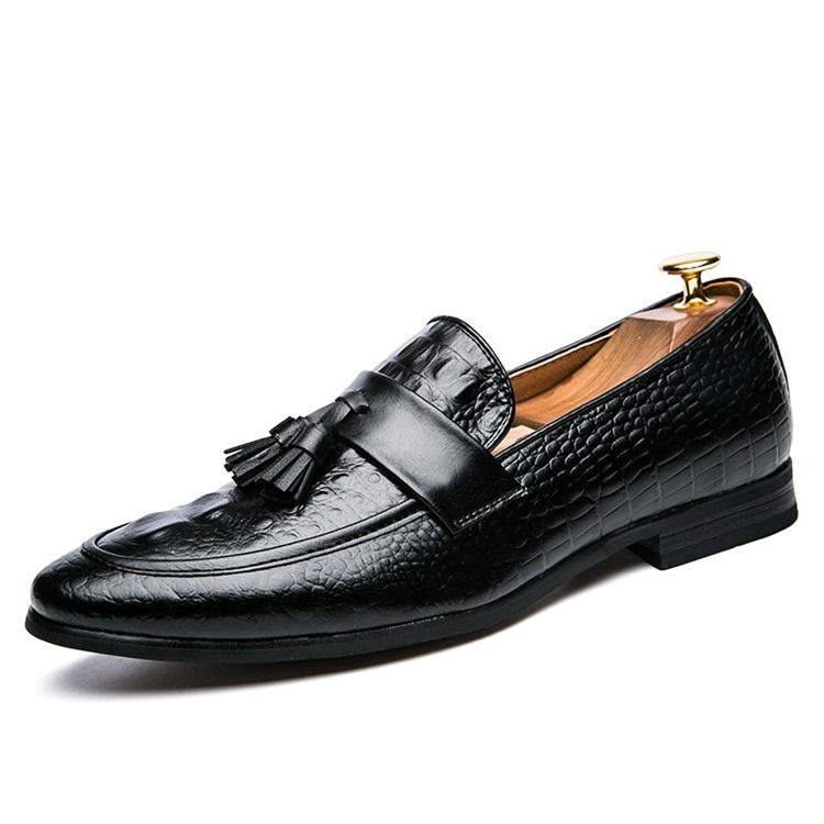 Pu Alligator Mönster Fringe Slip-on Loafers För Män