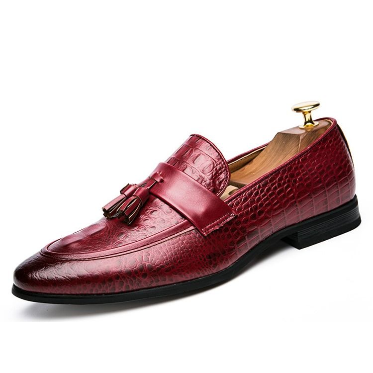 Pu Alligator Mönster Fringe Slip-on Loafers För Män