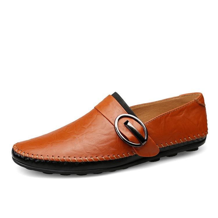 Pu Buckle Slip-on Loafers För Män