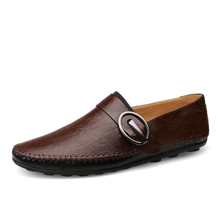 Pu Buckle Slip-on Loafers För Män