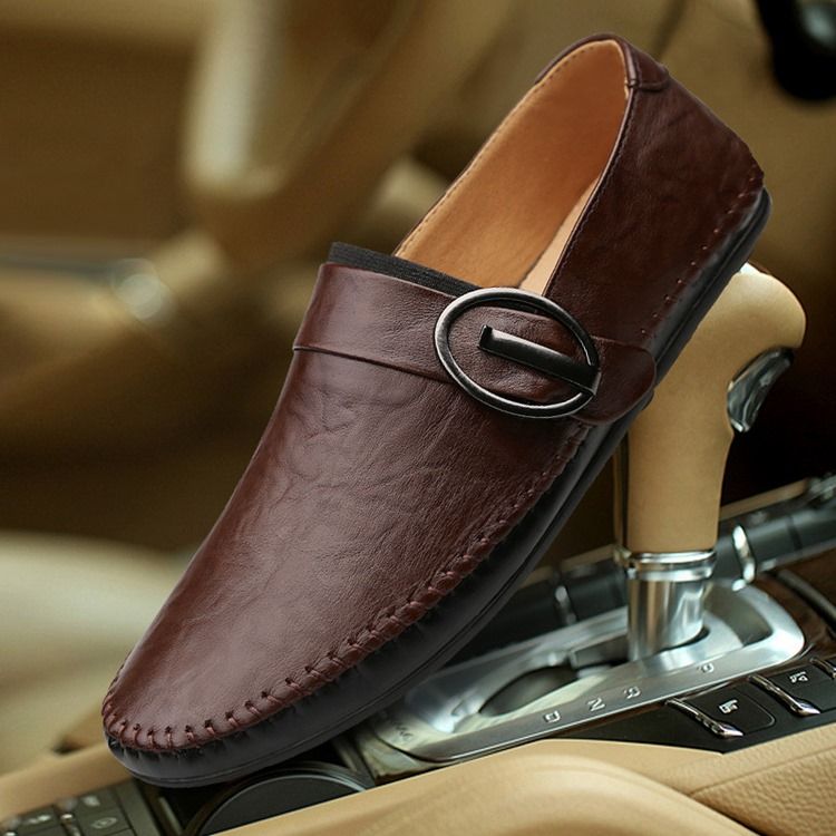 Pu Buckle Slip-on Loafers För Män