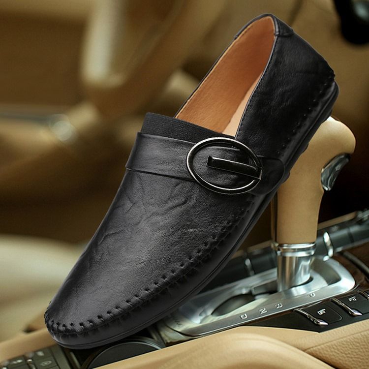 Pu Buckle Slip-on Loafers För Män