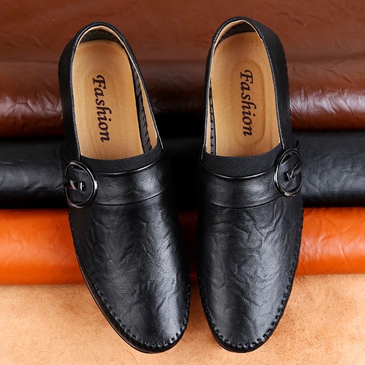 Pu Buckle Slip-on Loafers För Män