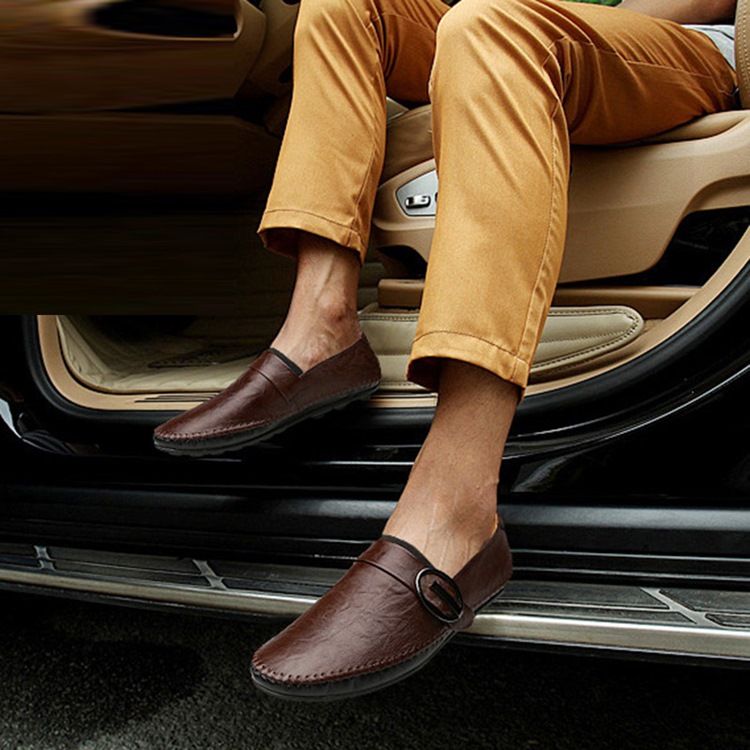 Pu Buckle Slip-on Loafers För Män