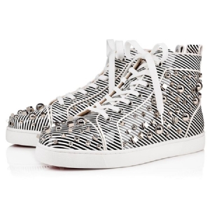 Sequin Stripe Round Toe Herr Skate Skor