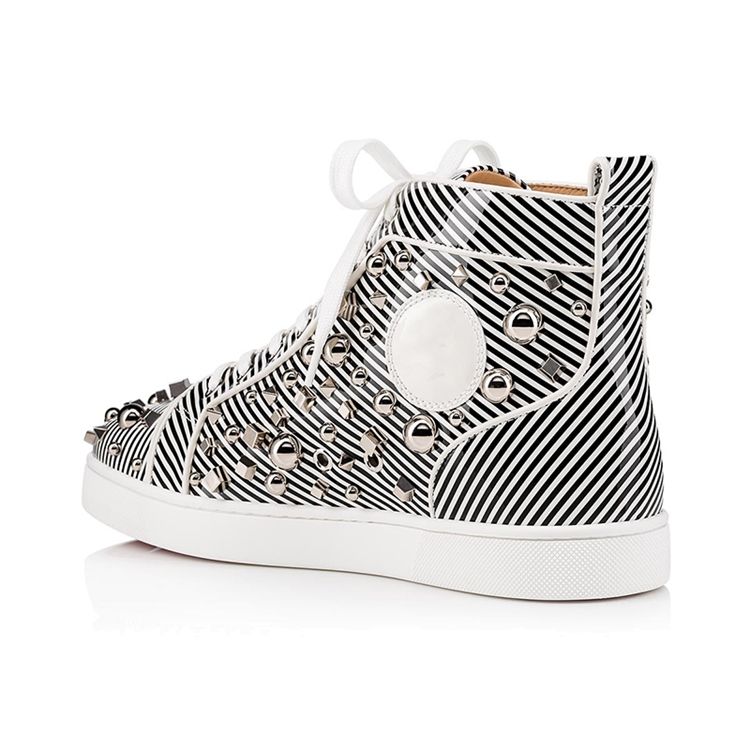 Sequin Stripe Round Toe Herr Skate Skor