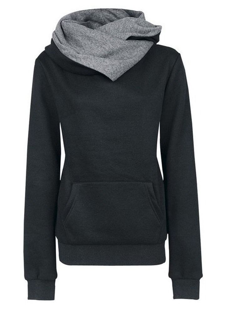 Regular Patchwork Women's Block Mid-length Fall Hoodie För Kvinnor