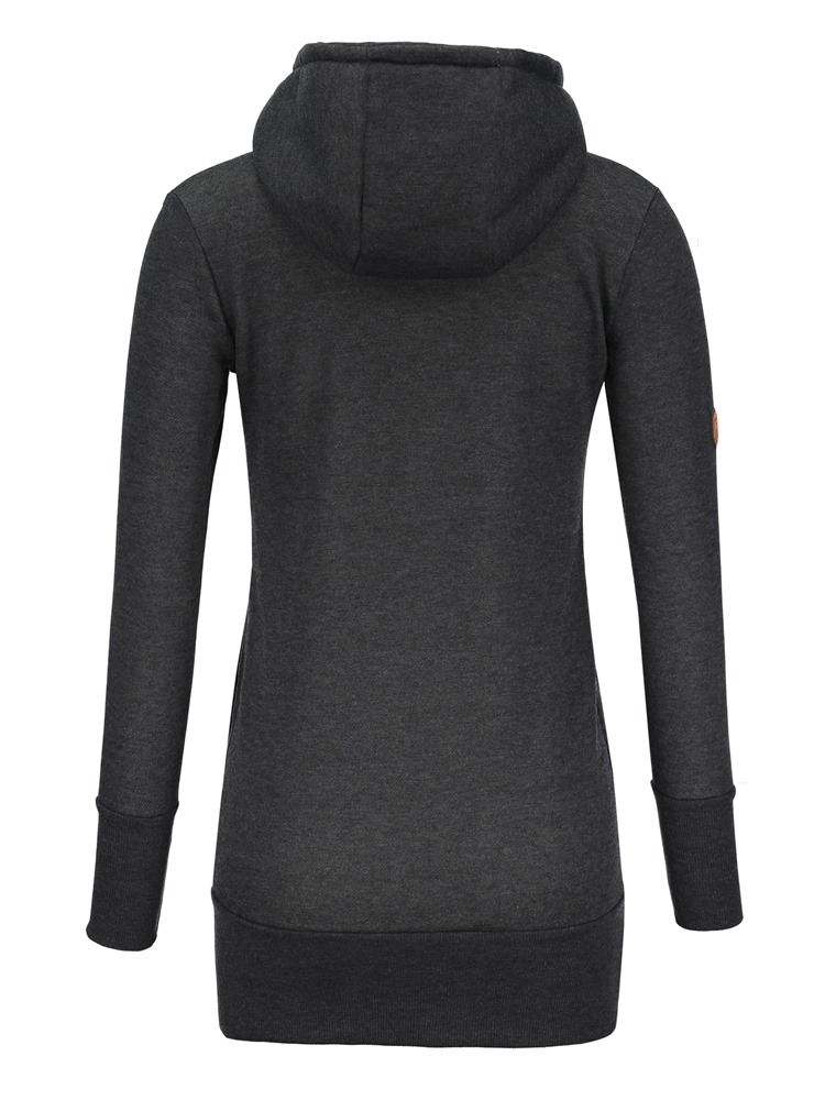 Slim Hoodie För Midja-längd Vanligt Turtleneck För Kvinnor