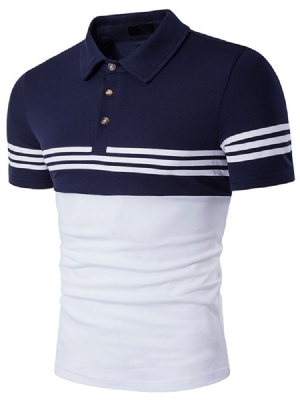 Color Block Stripe Herrpolo-t-shirt