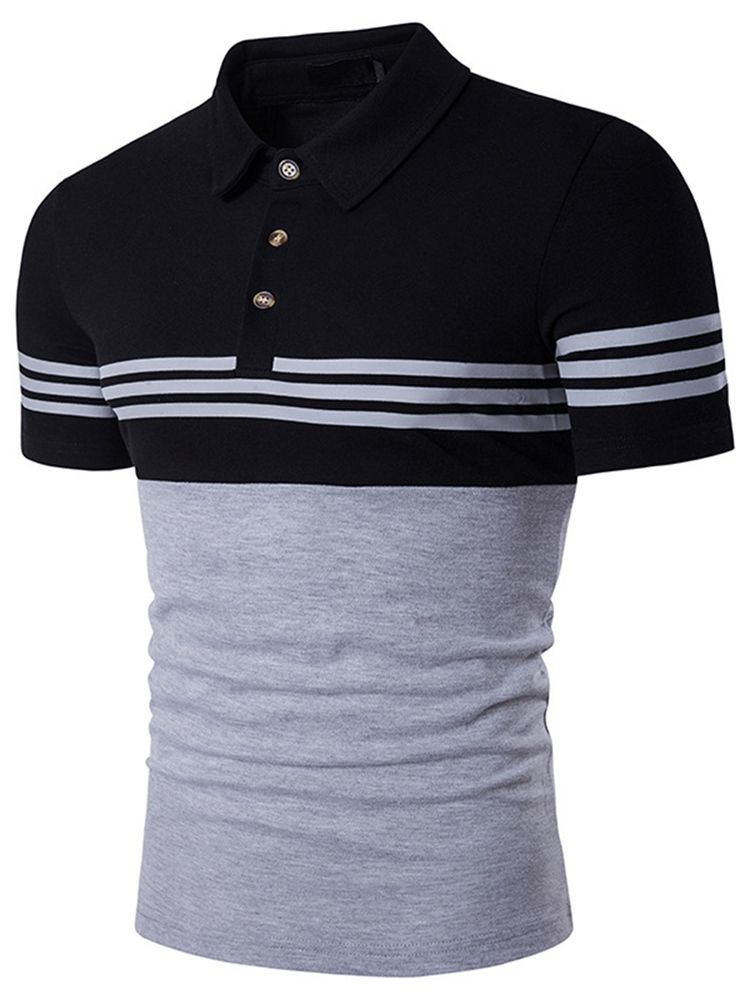 Color Block Stripe Herrpolo-t-shirt