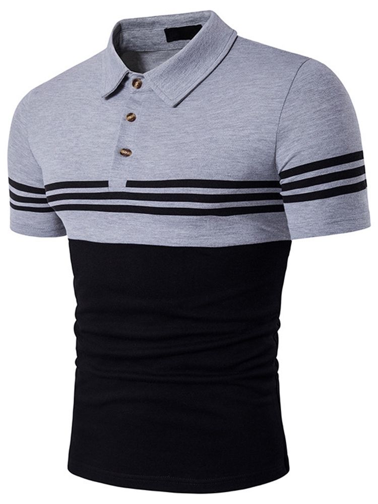 Color Block Stripe Herrpolo-t-shirt