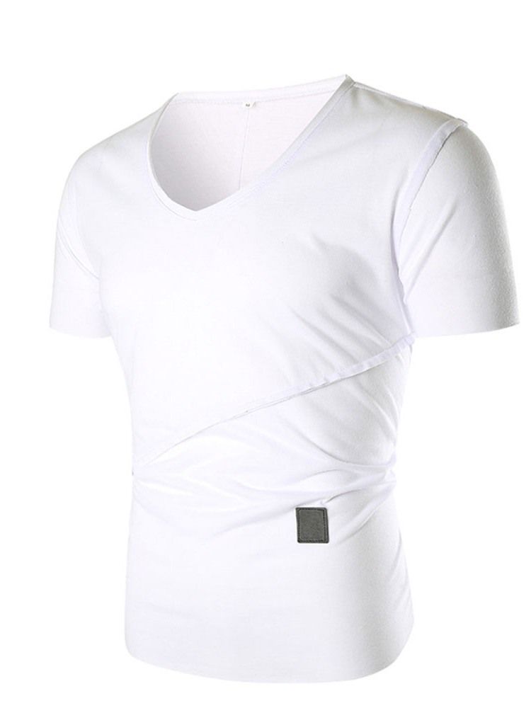 Plain Casual Kortärmad Herr Slim T-shirt