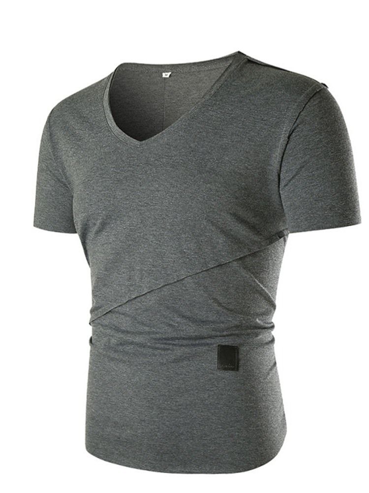 Plain Casual Kortärmad Herr Slim T-shirt