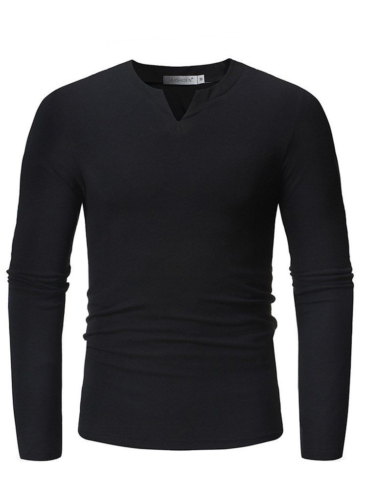 Plain V-neck Slim Mens Casual T-shirts